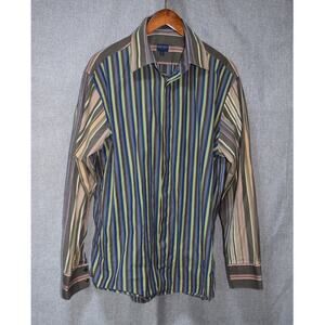 Kenzo Homme Striped Button Down Shirt Size 45 18 Large Multicolor Cotton